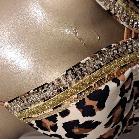 ADG  Brown & Black Leopard Print   Two Piece Bikini with Gold Accents - Picture 3 of 10